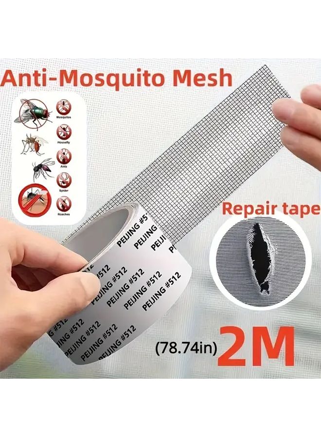 Black Self Adhesive Fiberglass Screen Repair Tape Waterproof Strong Mesh Patch For Windows Doors - Image 2